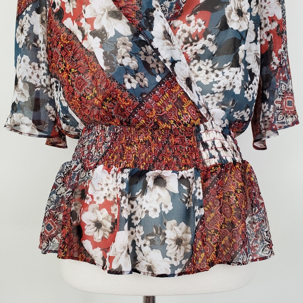 Bcbgeneration Patchwork Print Surplice Top - image 7
